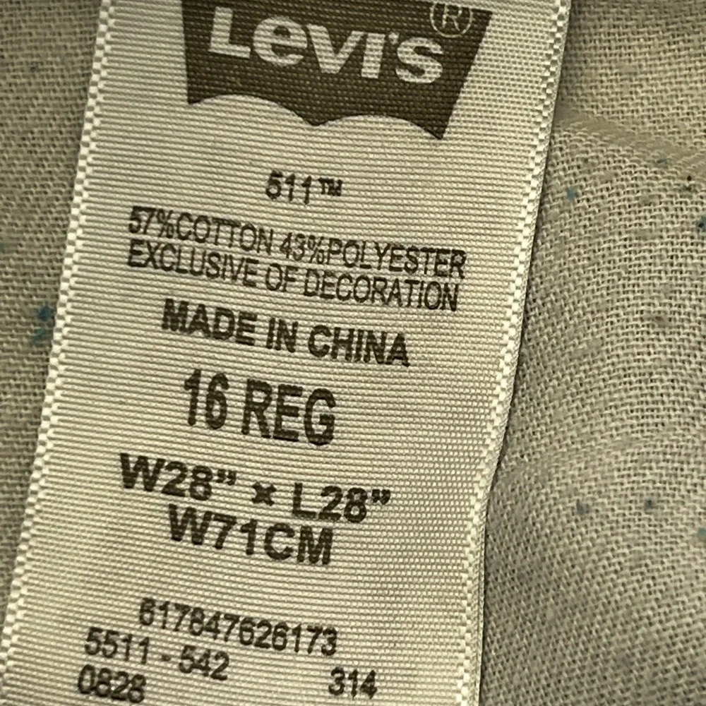 Levi’s 511 Slim Fit Jeans Youth Boys Size 16 28x28 Dark Wash Denim EUC Modern